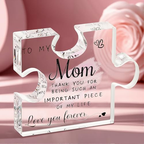 Emibele Geschenke für Mama Geburtstag, graviert Acryl Block Puzzle Stück Plaque Dekorationen für Arbeitsplatte, Mama Geschenke von Tochter Sohn, nachdenklich Weihnachten Muttertag Geburtstag Geschenke