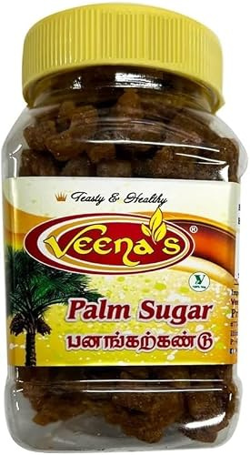 Veena's Palm Sugar 200g Natural Sweetener Sweet Candy Brown Sugar Ideal for Baking, Cooking and Beverages Rich Caramel Flavor Product from India Pack of 1