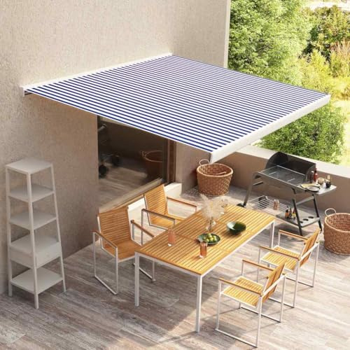 Toldo superior de lona azul y blanco, 350 x 250 cm
