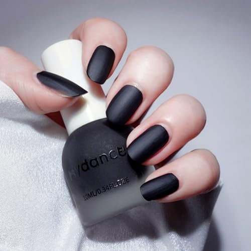 Black Nail Varnish - Matte Nail Varnish - Quick Dry Nail Polish - 7 Days Long Lasting Nail Polish - No Need Cured Black Nails Paint for Women Winter Christmas (10ML)