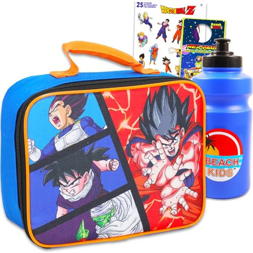 Dragon Ball Z Lunch Box for Boys Set - Bundle with Insulated Lunch Bag, Water Bottle, Stickers, More | Dragon Ball Z Lunchbox for Kids