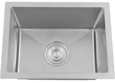 Évier de cuisine en acier inoxydable - Évier encastré - Évier simple en acier inoxydable - Lavabo intégré - 1 bac - 40 x 30 cm - Avec filtre de drainage - Argenté