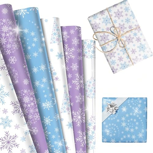 Weihnachts Schneeflocken Geschenkpapier Winter Wonderland Forzen