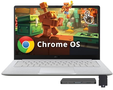 ASUS Chromebook CX 14 FHD Touchscreen Laptop, Intel Celeron N4500, 8GB LPDDR4X, 288GB di archiviazione (128GB eMMC + 160GB Docking Station Set), Intel UHD Graphics, HD Camera, WiFi 6, Chrome OS, Pure