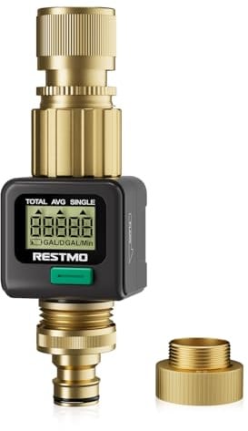 RESTMO Wasserdurchflussmesser, Messinganschlüsse für Gartenbewässerung