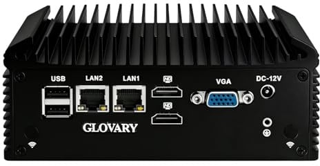 Glovary Mini PC Fanless N150 (Upgrade N100), 8GB RAM DDR4 SSD NVMe da 128GB, PC Industriale Dual LAN Desktop Computer Compatto Home Office, 4 Porte RS232 COM, 4 USB 3.0, 2 USB 2.0, Auto Power On