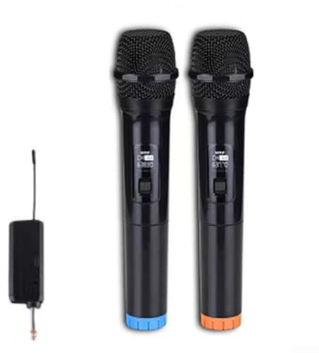 Ensemble de microphones dynamiques sans fil UHF rechargeables avec portée de 30 m, batterie 1200 mAh, pour machines de karaoké, mixeurs, systèmes de sonorisation (1 à 2)