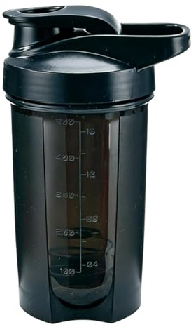 LUDHEP Bottiglia shaker, 1 Pezzi Wave Shaker, Bottiglia shaker per proteine con Tappo a Vite, con Sfera di Metallo per Mescolare con Maniglia per Isolati e Concentrati Sportivi, 500ML