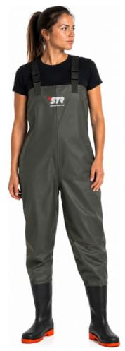 STR Hydro Wader – Scafandro da Pesca Impermeabile in PVC con Stivali Antiscivolo, Salopette Waders Heavy Duty per Pesca, Caccia e Outdoor