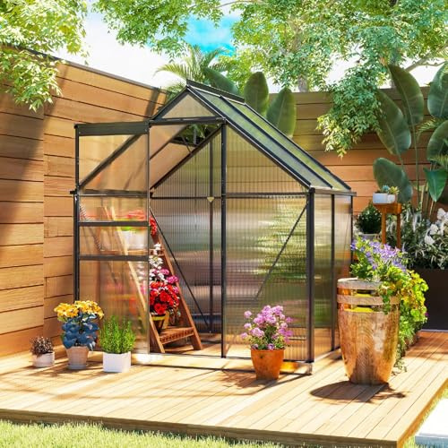 DecHome - Serra da Giardino con Porta a Battente in Policarbonato/Alluminio 192.5x131x200 cm Grigio