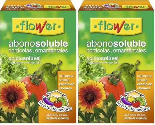 Flower - Abono Soluble para Plantas de Jardín y Huerta | 100% Soluble | Promueve Crecimiento Vigoroso, No aplica, 16x5.5x23.5 cm, Abono Sólido (Paquete de 2)