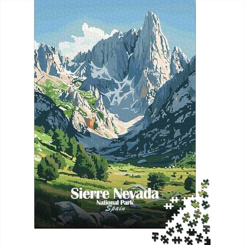 Sierra Nevada Montaña Puzzle de 1000 Piezas Juego de Puzzle 1000 Piezas Cartón para Adultos Parque Nacional Naturaleza Relajante Hogar Familiar 52x38cm/1000pcs