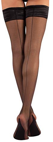 CALZITALY Sheer Hold Ups with Back Seam 15 DEN, Black, S to 4XL, Made in Italy (M/L)