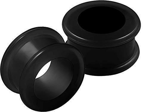 KJM FASHION 2PCS Silicone Black 3/4 inch 20mm Double Flared Saddle Earring Stretcher Ear Tunnel Gauges Lobe Piercing Jewellery 2609