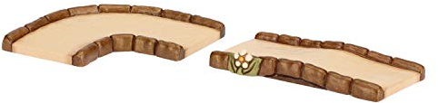 THUN - Statuina Presepe Strada Dritta e Strada Curva - Decorazioni Natale Casa - Linea Presepe Classico - Ceramica - Set 2 Pezzi