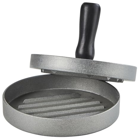 BUTLERS Hamburgerpresse ø 12 cm Edelstahl - PADDY MASTER | Farbe Schwarz-Silber - Pattymaker für Hamburger & Grillpartys - polierte Oberfläche - zur Fleischzubereitung