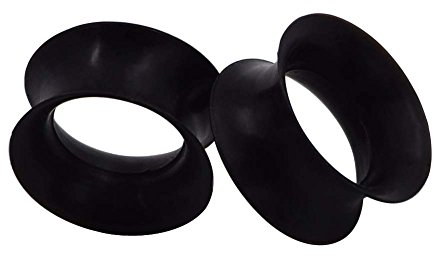 Longbeauty 2 Pcs Extra Soft Silikon Ohr Tunnel Plug Piercing Schmuck 3-25mm (Schwarz, 14mm)
