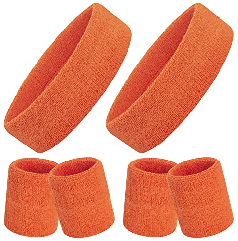 ONUPGO Schweißband-Set, Sport-Stirnband, Armband-Set (6 Stück) Schweißbänder aus Frottee, Schweißband, Stirnband, Feuchtigkeitstransport, Schweißabsorbierendes Stirnband