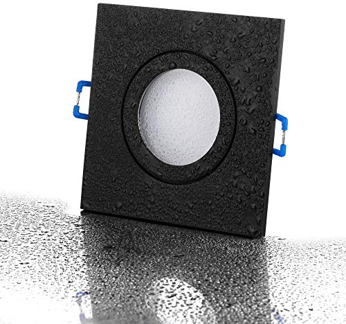 lambado® Premium LED Spots Dimmbar für Badezimmer in Schwarz - Moderne Deckenstrahler/Einbaustrahler IP44 für Außen inkl. 230V 5W GU10 Strahler neutralweiß - Hell & Sparsam