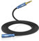 MillSO 3.5mm Headphone Extension Cable Nylon Braided (8 FT/2.4 M) 4 Pole TRRS Male to Female Stereo Aux Audio Extension Cable for PC Smartphone Speaker or More Devices - [Seablue Young Series]