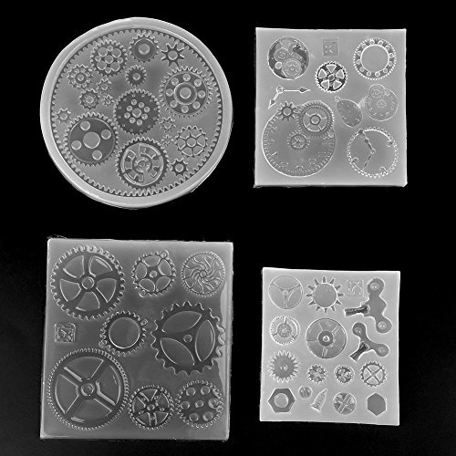 4-teiliges Set Zahnradform aus Silikon, 3D-Silikonform für Schokolade, chen, Fondant, DIY, nstharz, Schmuck, Anhänger, ration für Zuckerbäckerei, chendekoration, Cupcake.