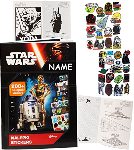alles-meine.de GmbH 1 Stück Stickerbuch & Malbuch - Star Wars - incl. Name - Rätsel, Sticker & Malen - incl. 200 Stück Aufkleber - Stickerset Kinder - z.B. für Stickeralbum..