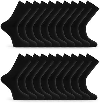 Basic Treasure 20 Paar Socken Jungen, Damen und Herren 35-38, Baumwollsocken Schwarz