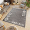 TAPISO Boho Fringes Teppich Hochflor Langflor Shaggy Fransenteppich Dunkelgrau Creme Inkamuster Rahmen Ethno Modern ÖKOTEX 140 x 200 cm