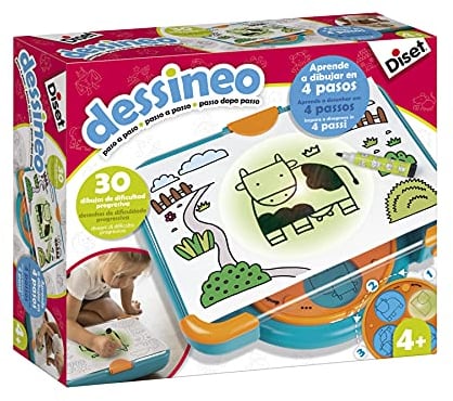 Diset 61018 Dessineo lernt Schritt, Lernspielzeug zum Zeichnen für Kinder ab 4 Jahren, Mehrfarbig, 37x35x11