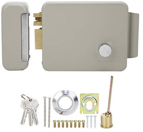 ROMACK Serrure de porte électrique, serrure à gâche électrique avant gauche pour portes en fer et en bois, Noir