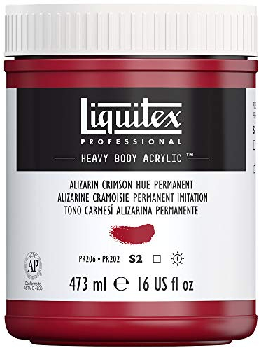 Liquitex 8870269 Professional Heavy Body Acrylfarbe in Künstlerqualität mit ausgezeichneter Lichtechtheit in buttriger Konsistenz, 473ml Topf - Karmesinrot Perm Farbton