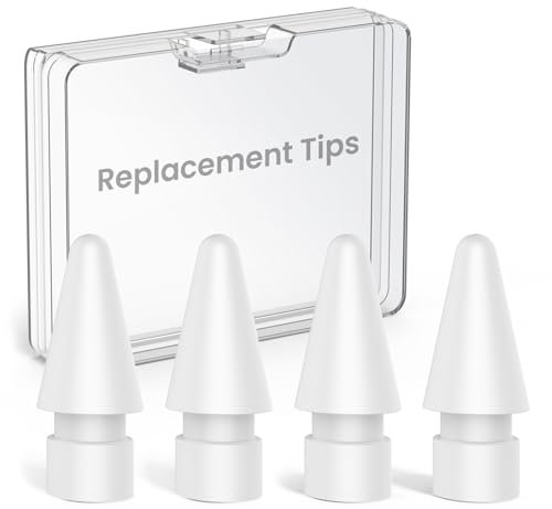 Delidigi Pointes pour Apple Pencil 1ère & 2e Génération, Apple Pencil Pro & USB C, 4 Pack Haute Sensibilité Embout Nibs de Rechange Accessoires pour iPencil iPad Pro 11/9,7/10,5/12.9 (Blanc, Pointes)