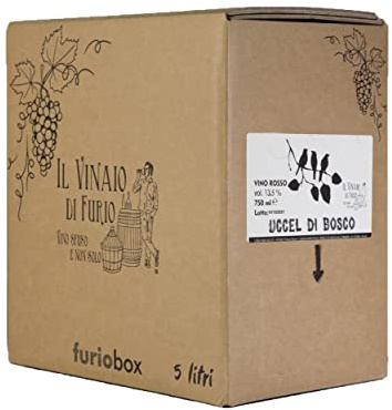 Il Vinaio di Furio - Vino Rosso Pregiato - BAG IN BOX - Vino RossoUCCEL DI BOSCO Vol. 13.5% - Bottiglie e Box da 0,75l - 3l - 5l - 10l (Furiobox 10l)