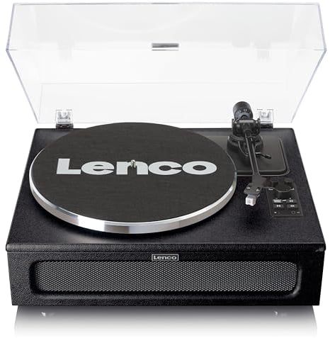 Lenco LS-430 Plattenspieler - Bluetooth Plattenspieler - integrierte Lautsprecher 40 Watt RMS - Riemenantrieb - Pitch Control - Vorverstärker - RCA Out und AUX-In - 3,5mm - Schwarz LS-430BK