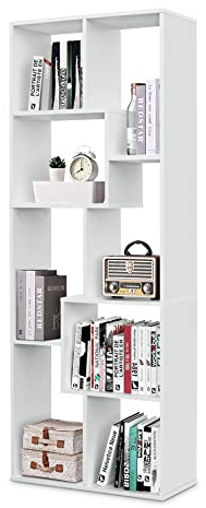 Lillyvale Bookcase Book shelf Shelving Display Unit Rack Case Cube Storage Unit Cabinet Shelves Living Room Bedroom Tall Slim White Black (White)