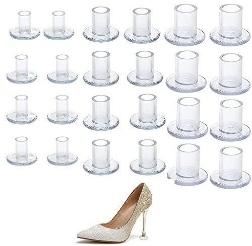 BDHI 12 Pairs High Heel Protectors Stiletto Cap Clear Plastic Covers Shoe Savers for Walking on Grass Uneven Floor Weddings Outdoor Protecting Heels 3 Sizes(Y79-12), Transparent