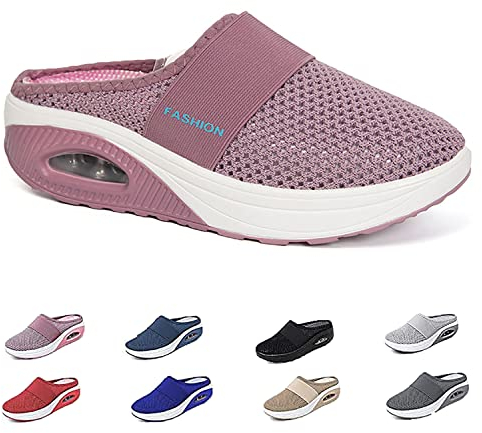 Orthopädische Schuhe Damen Air Cushion Slip On Walking Orthopedic Diabetic Walking Shoes Freizeit Mesh Atmungsaktiv Sandals (Pink, Erwachsene, Damen, 40, Numerisch, EU Schuhgrößensystem, M)