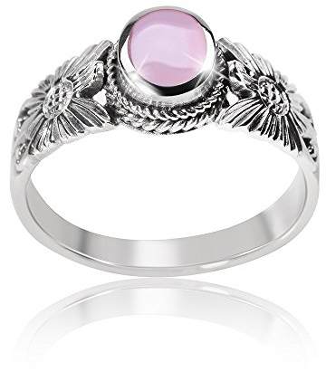 Materia Damenring Perlmutt - Vintage Ringe Damen Silber 925 Blumen SR-76-56