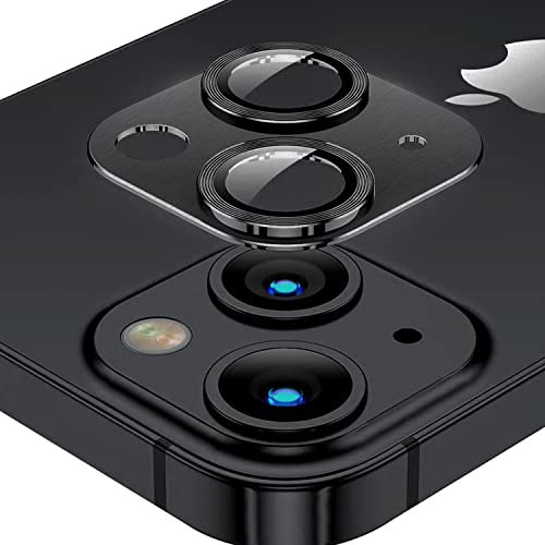 ZoRoll Protecteur Caméra Arrière Compatible avec iPhone 13/13 Mini - Coque Lentille en Alliage D'aluminium avec Verre Trempé HD 9H - Protection pour iPhone 13/13 Mini - Noir