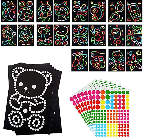 20 Stück Kinder Klebepunkt Bastelset Punkt Aufkleber Kunst Papier Set Bilder mit Klebepunkten Kunsthandwerk Scrapbooking Sticker für Kinder Kreative Basteln Aufkleber