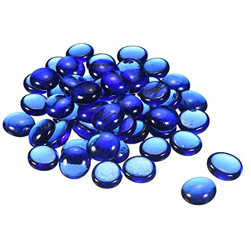 sourcing map Decorative Flat Glass Marbles 17-19mm Rock Vase Filler Beads Pebbles Light Blue for Fish Tank Table Scatter Decor, 100 Pcs