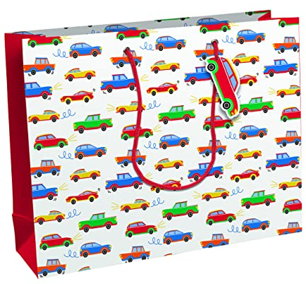 Clairefontaine 32472-6C - Geschenktasche Excellia, XL 37,3x11,8x27,5 cm, ideal für voluminöse Geschenke, Autos, 1 Stück