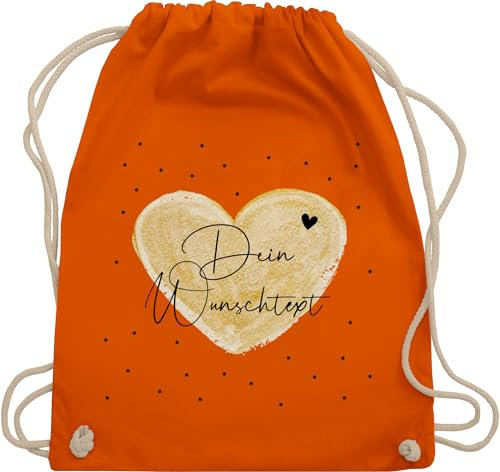 Turnbeutel Rucksack - Aufdruck selbst gestalten - Dein Wunschtext I Geschenk personalisiert Weihnachten I Vatertag I Muttertag I Geburtstag - Unisize - Orange - taschen jga beutel wechselkleidung