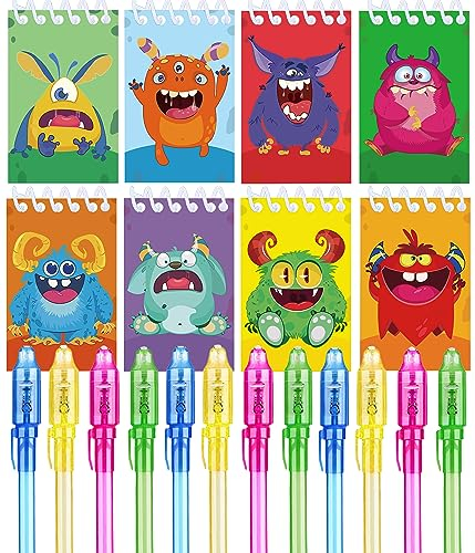 24-teilige Monster Party Geschenke, 12 UV unsichtbar und 12 Monster Notizbuch, Monster Geburtstag Geschenke für Kinder