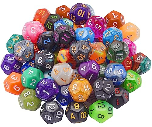 SIQUK 56 Stück Würfel Set Polyedrisch Würfel 12 Seitige Würfel Bunt Würfel Spiel Würfel D12 für DND MPG MTG Dungeons und Dragons