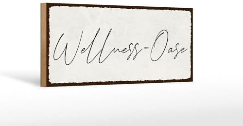Femer Holzschild Hinweis 27x10cm Wellness-Oase