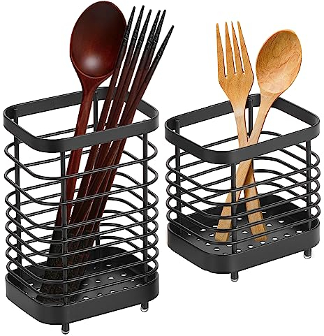 TsunNee 2PCS Dual-use Utensil Holder, Stainless Steel Cutlery Drainer Sink Caddy, Rust Proof Sink Tidy Kitchen Sink Organiser, Cutlery Organiser for Kitchen Utensil