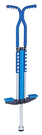 Relaxdays Pogo Saltarín Niños hasta 60 kg, Acolchado, Palo Saltador Infantil, Antideslizante, Acero Inoxidable, Azul, 103 x 29 x 6 cm Aprox