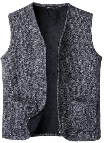 Harbrosrce Maglione Gilet da Uomo Maglia Senza Maniche Sweater Canotta Caldo Foderata in Pile All'aperto Smanicata Cardigan con Cerniera