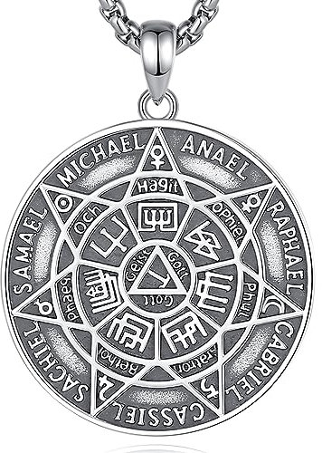 EUDORA Harmony Ball Collana con Sigillo dei Sette Arcangeli in Argento Sterling 925 per Donne Uomini, Ciondolo di San Michele Medaglione Protezione Spirituale Amuleto Talismano Gioielli Regalo, 24